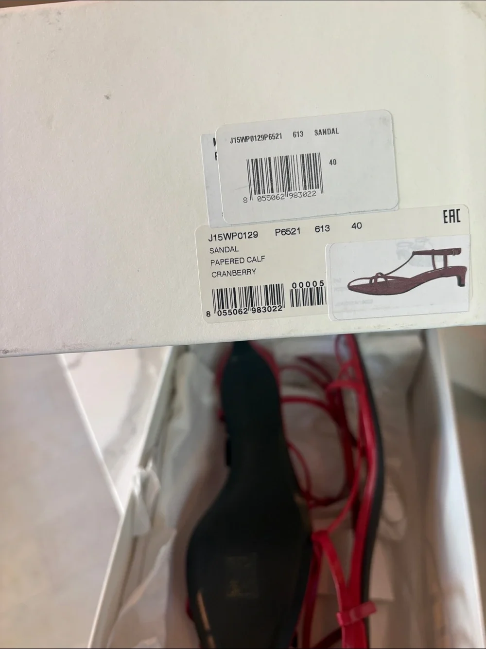 Jil Sander Red Strappy Low Heel Sandals Size EU40